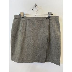 Michele Women's Straight Lined Gray Skirt Side Zip Side Silt Short Size 16